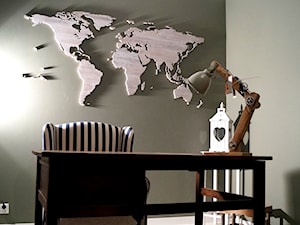 Drewniana Mapa Świata - 200 x 100 cm - Dąb bielony - Gabinet