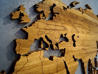 Drewniana Mapa Świata - 200 x 100 cm - sypialnia
