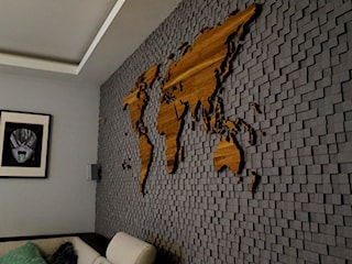 Drewniana Mapa Świata - 200 x 100 cm - Salon