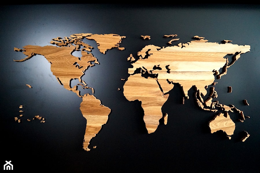 Drewniana Mapa Świata - 100 x 50 cm - zdjęcie od drewnianemapy