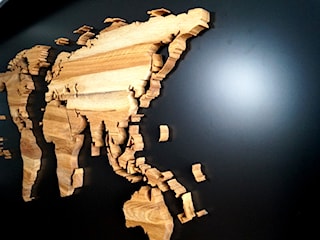 Drewniana Mapa Świata - 100 x 50 cm - black