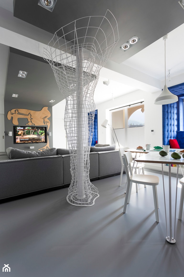 Mieszkanie Zakopane - Średnia biała szara jadalnia w salonie, styl nowoczesny - zdjęcie od Grupa Żoliborz