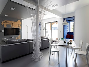 Mieszkanie Zakopane - Średni biały szary salon z jadalnią z tarasem / balkonem, styl nowoczesny - zdjęcie od Grupa Żoliborz