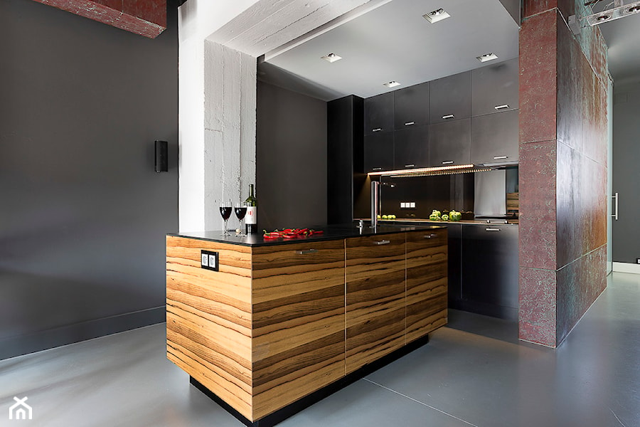 Mieszkanie Ordynacka - Średnia otwarta kuchnia jednorzędowa z wyspą lub półwyspem, styl nowoczesny - zdjęcie od Grupa Żoliborz