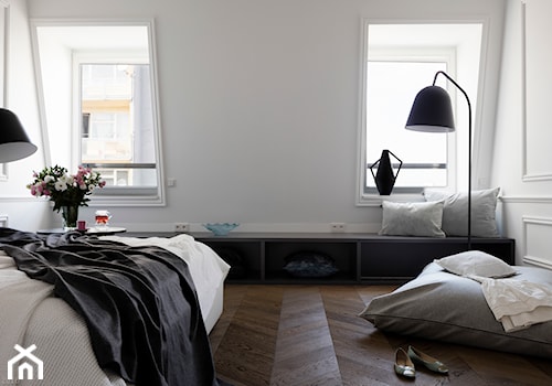 Mieszkanie Okólnik - Średnia szara sypialnia na poddaszu, styl nowoczesny - zdjęcie od Grupa Żoliborz