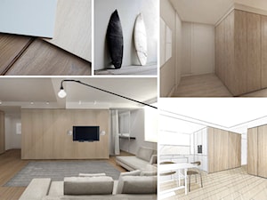 APARTAMENT W KOŁOBRZEGU - Duży biały salon z jadalnią, styl minimalistyczny - zdjęcie od Pleń+Daniłów Interior Design