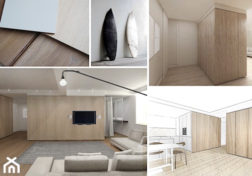 APARTAMENT W KOŁOBRZEGU - Duży biały salon z jadalnią, styl minimalistyczny - zdjęcie od Pleń+Daniłów Interior Design