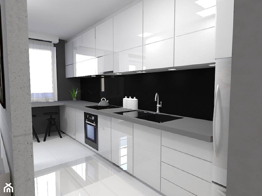 ściana co łączy i dzieli, czyli salon z kuchnią w nowym mieszkaniu - Kuchnia, styl nowoczesny - zdjęcie od studio48