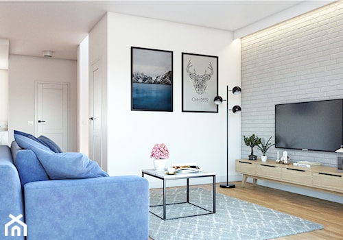Wnętrze domu w odcieniach kobaltu - Salon, styl skandynawski - zdjęcie od CADEE GROUP