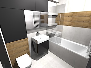 Łazienka beton-drewno-antracyt - zdjęcie od DesignWolf Interiors
