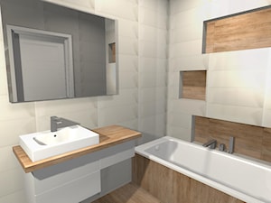 Łazienka biel-drewno - zdjęcie od DesignWolf Interiors