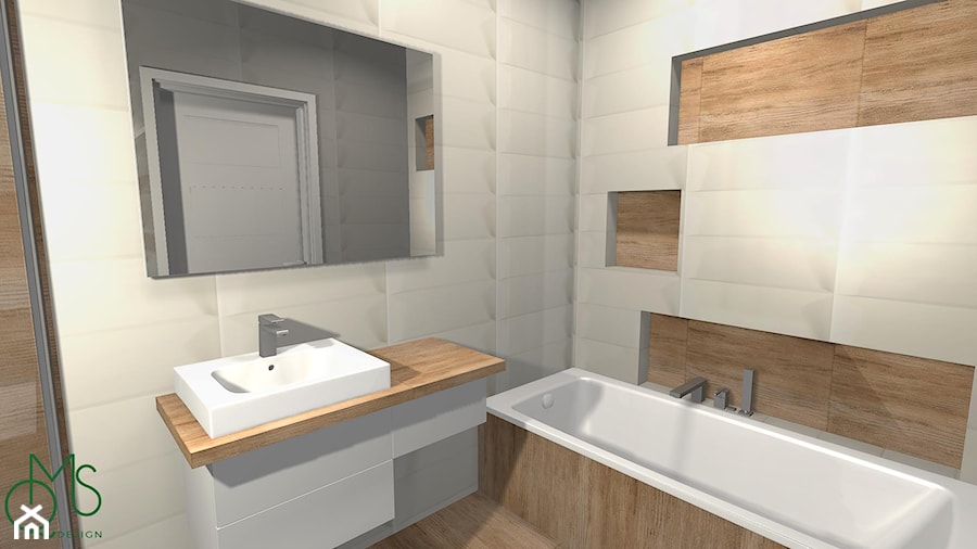 Łazienka biel-drewno - zdjęcie od DesignWolf Interiors