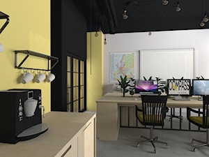 Projekty różne - Duże białe żółte biuro, styl industrialny - zdjęcie od DesignWolf Interiors