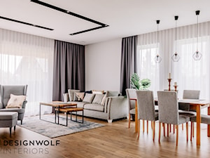 Projekty różne - Średni biały salon z jadalnią, styl nowoczesny - zdjęcie od DesignWolf Interiors