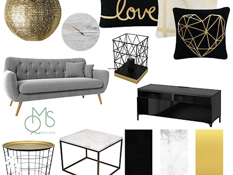 Aranżacje wnętrz - Salon: MOODBOARD czerń-złoto-szarość - DesignWolf Interiors. Przeglądaj, dodawaj i zapisuj najlepsze zdjęcia, pomysły i inspiracje designerskie. W bazie mamy już prawie milion fotografii!