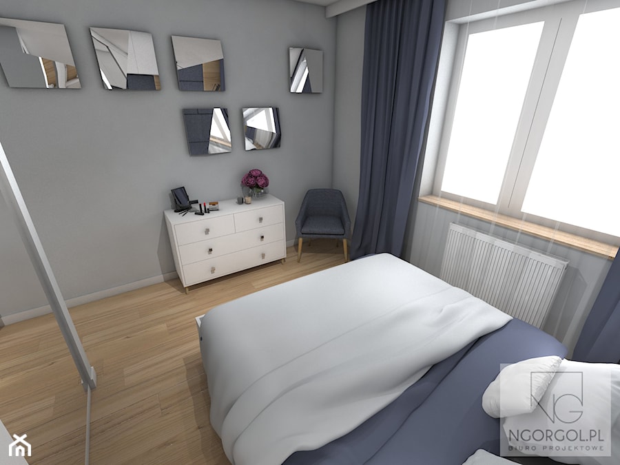 Mieszkanie sportowców - Wieliczka - Mała szara sypialnia, styl nowoczesny - zdjęcie od NGORGOL