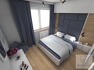 Mieszkanie sportowców - Wieliczka - Średnia biała szara sypialnia, styl nowoczesny - zdjęcie od NGORGOL