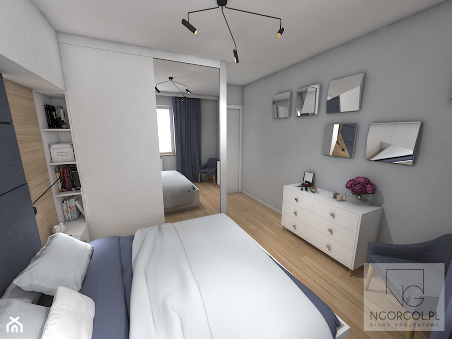Mieszkanie sportowców - Wieliczka - Średnia szara sypialnia, styl skandynawski - zdjęcie od NGORGOL