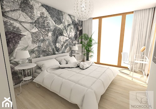 Mała szara sypialnia, styl skandynawski - zdjęcie od NGORGOL