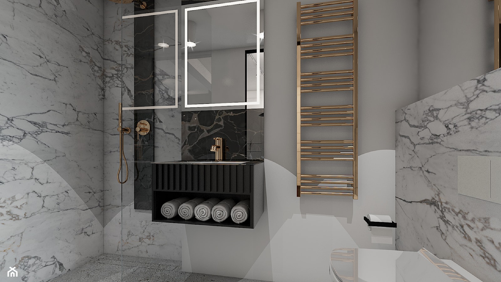 łazienka ze złotem - zdjęcie od SIGMA KONCEPT projektowanie wnętrz - Homebook