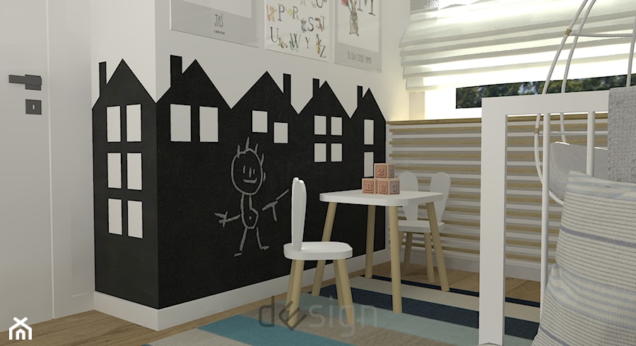 Piaseczno I - Mały biały czarny pokój dziecka dla dziecka dla chłopca dla dziewczynki - zdjęcie od DW SIGN Pracownia Architektury Wnętrz