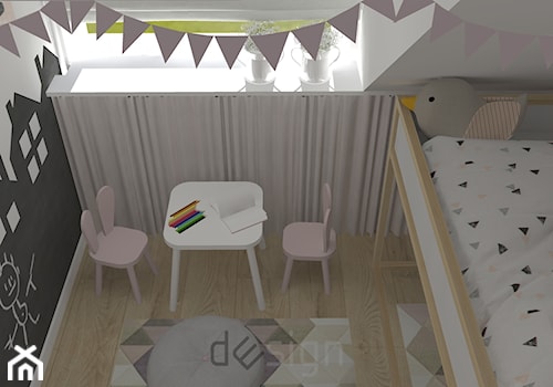 Piaseczno I - Mały biały czarny pokój dziecka dla dziecka dla dziewczynki - zdjęcie od DW SIGN Pracownia Architektury Wnętrz