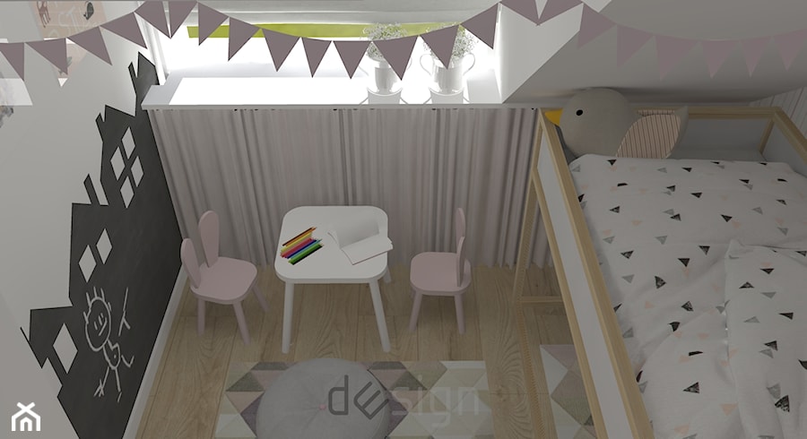 Piaseczno I - Mały biały czarny pokój dziecka dla dziecka dla dziewczynki - zdjęcie od DW SIGN Pracownia Architektury Wnętrz