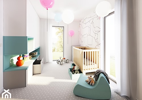 Średni biały pokój dziecka dla niemowlaka dla dziewczynki, styl nowoczesny - zdjęcie od Pani