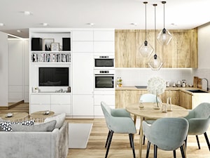 #14 Mieszkanie w Częstochowie - Średnia biała jadalnia w salonie w kuchni, styl skandynawski - zdjęcie od BOLD Design