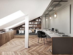 #13 Dom w Warszawie - Średnie w osobnym pomieszczeniu z sofą białe szare biuro, styl nowoczesny - zdjęcie od BOLD Design