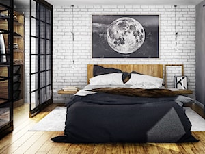 #01 Mieszkanie w Krakowie - Średnia szara sypialnia z garderobą, styl industrialny - zdjęcie od BOLD Design