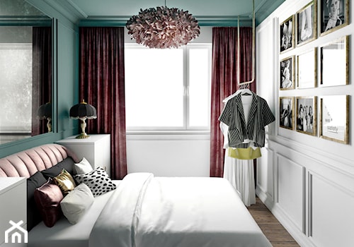 #12 Mieszkanie we Wrocławiu - Średnia biała zielona sypialnia, styl glamour - zdjęcie od BOLD Design