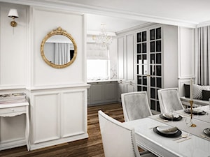 #11 Dom w Białymstoku - Duża biała jadalnia w salonie, styl glamour - zdjęcie od BOLD Design