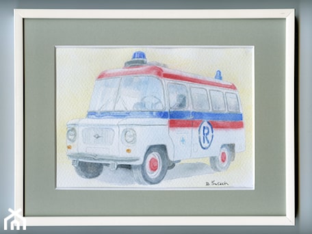 Aranżacje wnętrz - : Akwarela "Ambulans karetka Nysa" aut. Barbara Świech - Ami-Art . Przeglądaj, dodawaj i zapisuj najlepsze zdjęcia, pomysły i inspiracje designerskie. W bazie mamy już prawie milion fotografii!