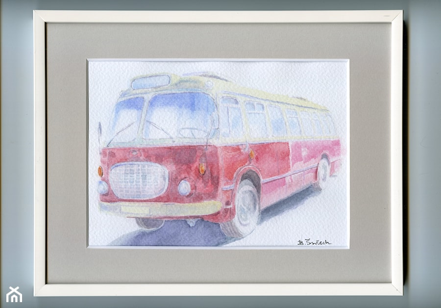 Akwarela "Autobus Jelcz" aut. Barbara Świech - zdjęcie od Ami-Art