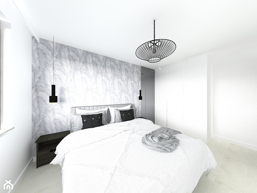 Szyk i nowoczesność w barwach ziemi - Średnia biała szara sypialnia, styl nowoczesny - zdjęcie od Bello Arte