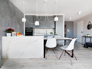 Concept Design Wnętrza #1 - Mały szary salon z kuchnią z jadalnią - zdjęcie od Piotr Arnoldes