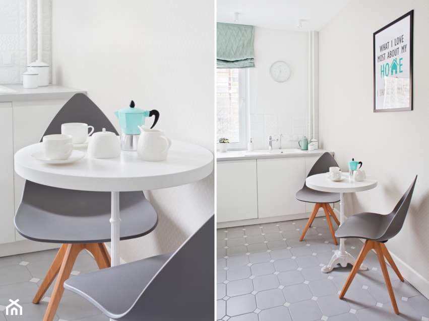 Bora Komorowskiego - Otwarta z salonem biała kuchnia jednorzędowa, styl skandynawski - zdjęcie od Qbik Design