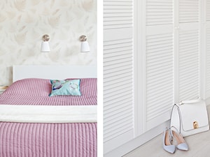 Sadyba - Średnia beżowa biała sypialnia, styl prowansalski - zdjęcie od Qbik Design