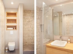 Sadyba - Średnia bez okna z punktowym oświetleniem łazienka, styl nowoczesny - zdjęcie od Qbik Design
