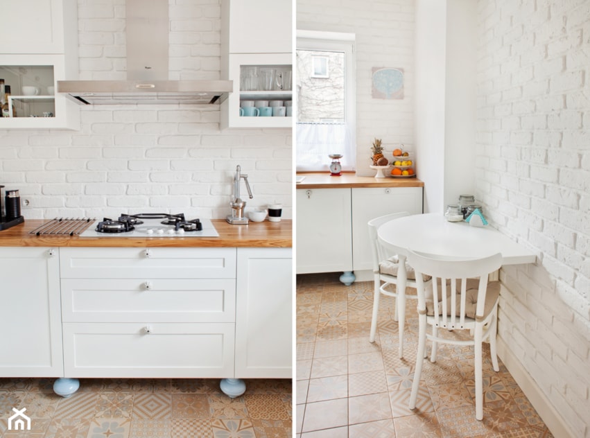 Ursynów - Średnia biała z zabudowaną lodówką kuchnia - zdjęcie od Qbik Design - Homebook