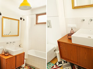 Back to the 60's - Mała łazienka z oknem, styl vintage - zdjęcie od Qbik Design