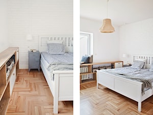 Ursynów - Mała biała sypialnia - zdjęcie od Qbik Design