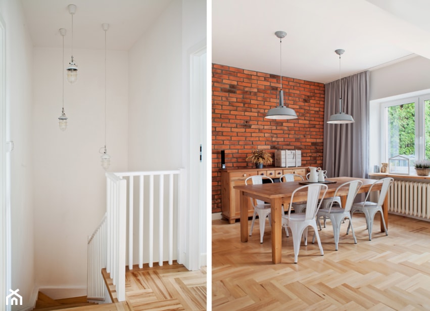 Ursynów - Średnia brązowa szara jadalnia jako osobne pomieszczenie - zdjęcie od Qbik Design
