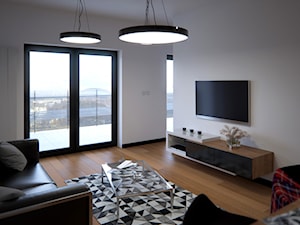Współczesne mieszkanie - 40 m² - Mały biały salon z jadalnią, styl nowoczesny - zdjęcie od Doliwa Workshop
