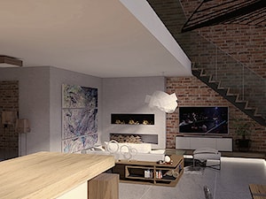 Loft - wizualizacja - Salon, styl industrialny - zdjęcie od Zin Studio Nikola Kwasek