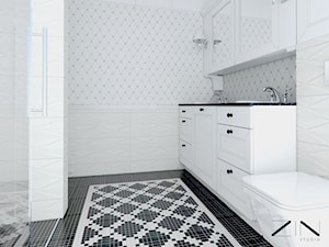 Łazienka w tylu glamour - Średnia z dwoma umywalkami łazienka, styl glamour - zdjęcie od Zin Studio Nikola Kwasek
