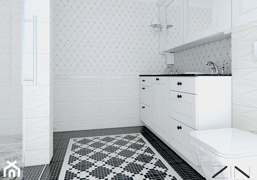 Łazienka w tylu glamour - Średnia z dwoma umywalkami łazienka, styl glamour - zdjęcie od Zin Studio Nikola Kwasek