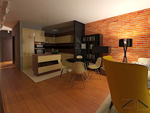 Przytulna nowoczesność - Średni szary salon z kuchnią z jadalnią, styl nowoczesny - zdjęcie od Zin Studio Nikola Kwasek