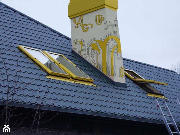 Mural na kominie. - Nowoczesne domy, styl nowoczesny - zdjęcie od Artur Grab